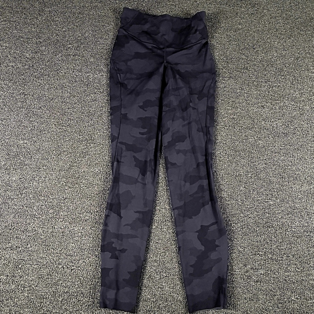 Lululemon Leggings Womens 4 High-Rise Camo Black Gray EUC